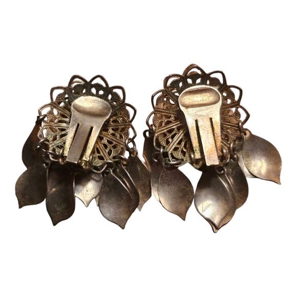 Vintage Boho Leaf Tassel Dreamcatcher Earrings - Picture 2 of 9